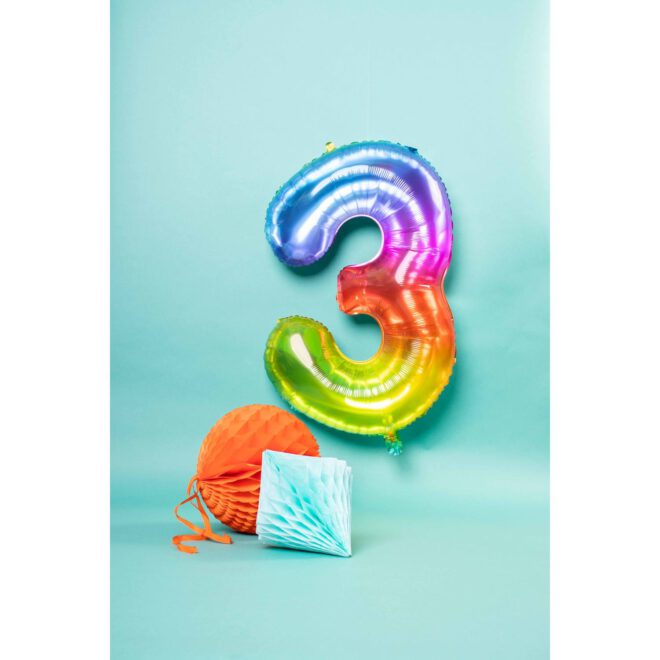 Folieballon Yummy Gummy Rainbow - Cijfer 3