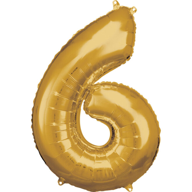 Grote folie ballon cijfer 6 (86cm) - Goud