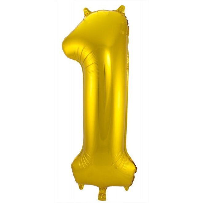 Grote gouden folieballon cijfer 1