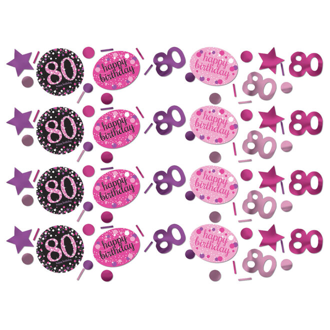 Sparkling confetti roze zwart 80 jaar