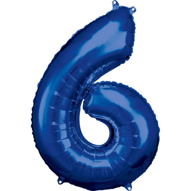 Grote folie ballon cijfer 6 (86cm) - Blauw