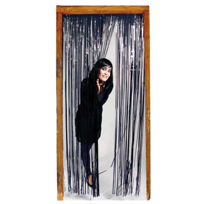 Zwart deurgordijn van folie (1 meter breed, 2 meter hoog)
