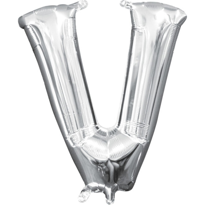 Mini folie ballon letter V (35cm) - zilver