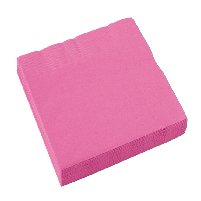 Servetten roze 33 cm. Beverage napkins bright pink