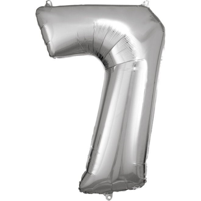 Grote folie ballon cijfer 7 (86cm) - Zilver