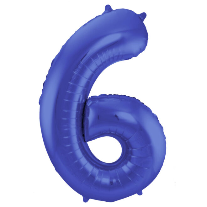 Grote folie ballon cijfer 6 (86cm) - Mat Blauw