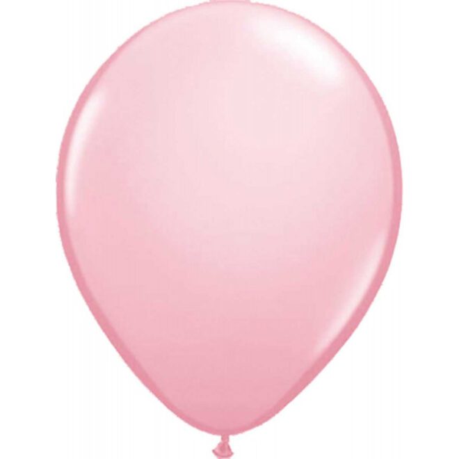 Tien metallic roze latexballonnen met parelmoerglans en een formaat van 30 centimeter (11 inch) groot.