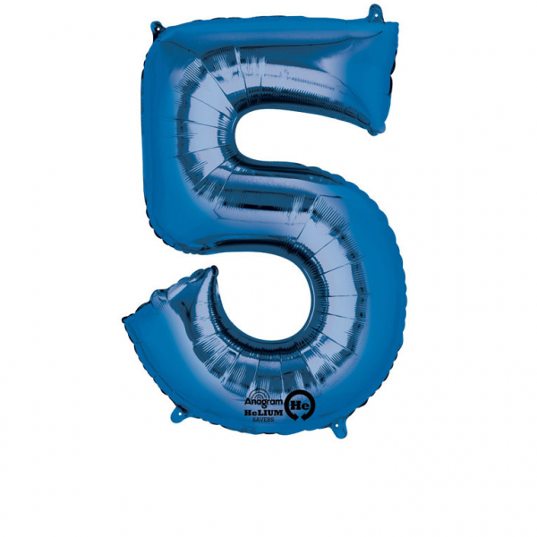Grote folie ballon cijfer 5 (86cm) - Blauw