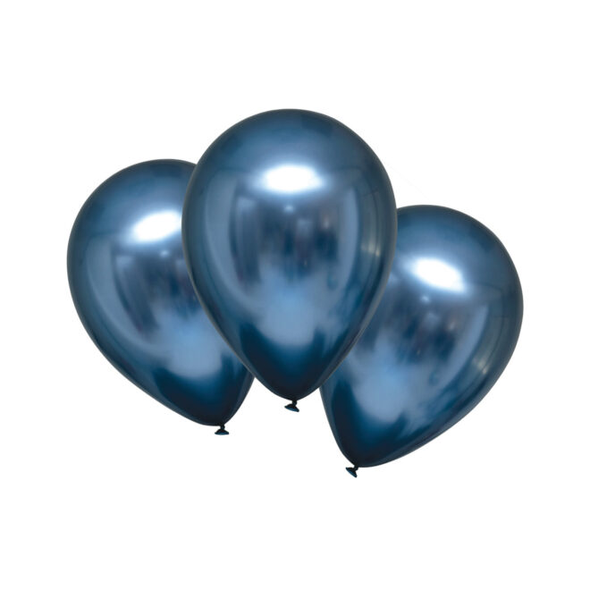 Latex ballonnen chrome azure blauw (28cm) - 6 stuks