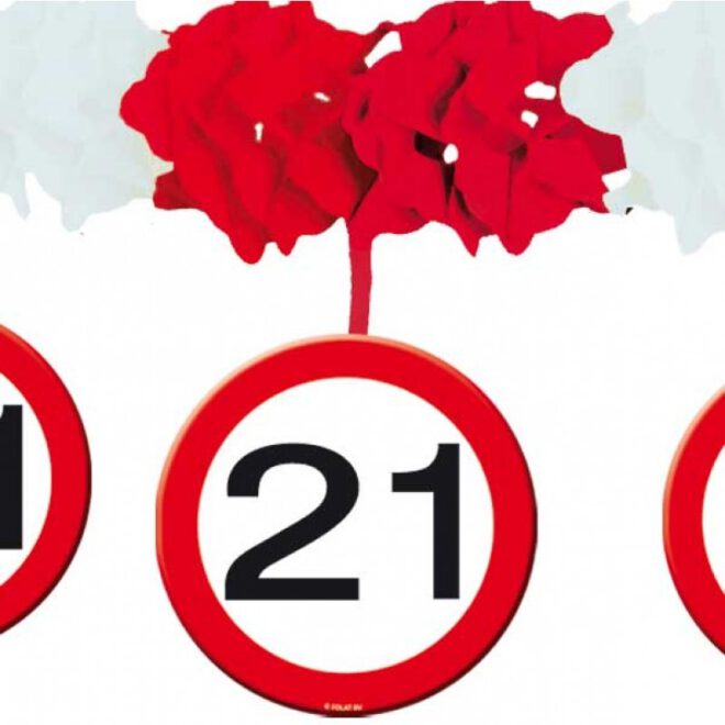 Verkeersbordslinger '21 jaar' voor een 21ste verjaardag