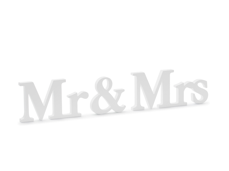 Herinnering Bont onbetaald Houten Letters "Mr & Mrs" - Wit - Feesthuis