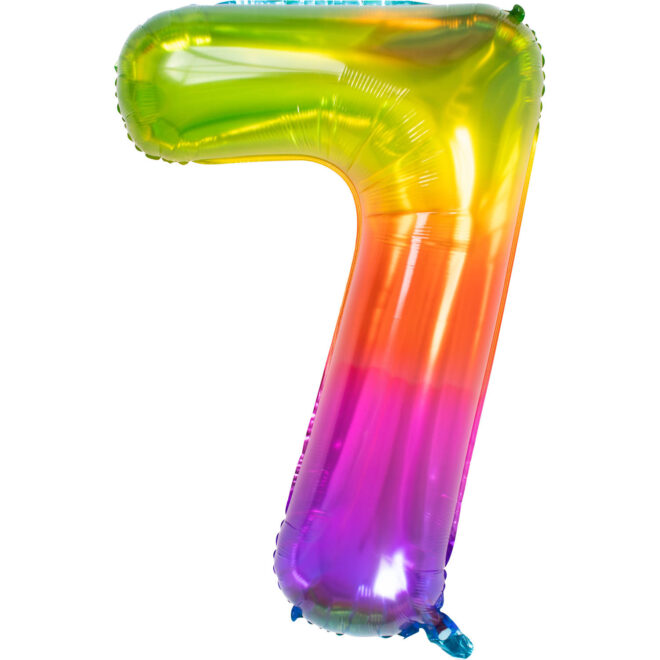 Grote folie ballon cijfer 7 (86cm) - Regenboog