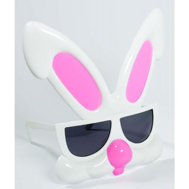 Konijnenbril - bril in de vorm van een wit konijn met oren, een neusje, wangen en tandjes