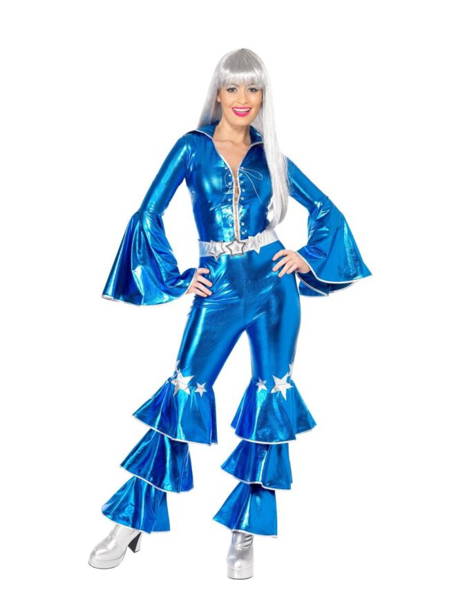 Flower Power Abba kostuum blauw dames
