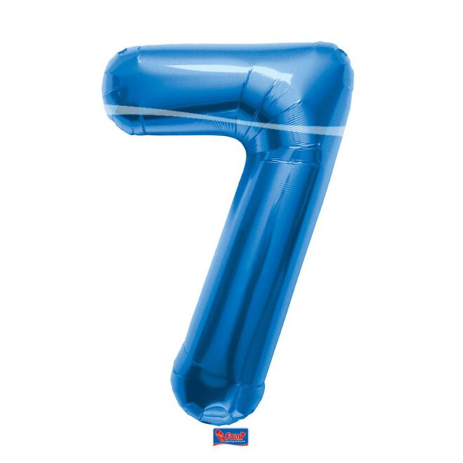 Grote folie ballon cijfer 7 - Blauw