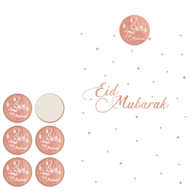 Eid Mubarak uitdeelzakjes roségoud - 6 stuks
