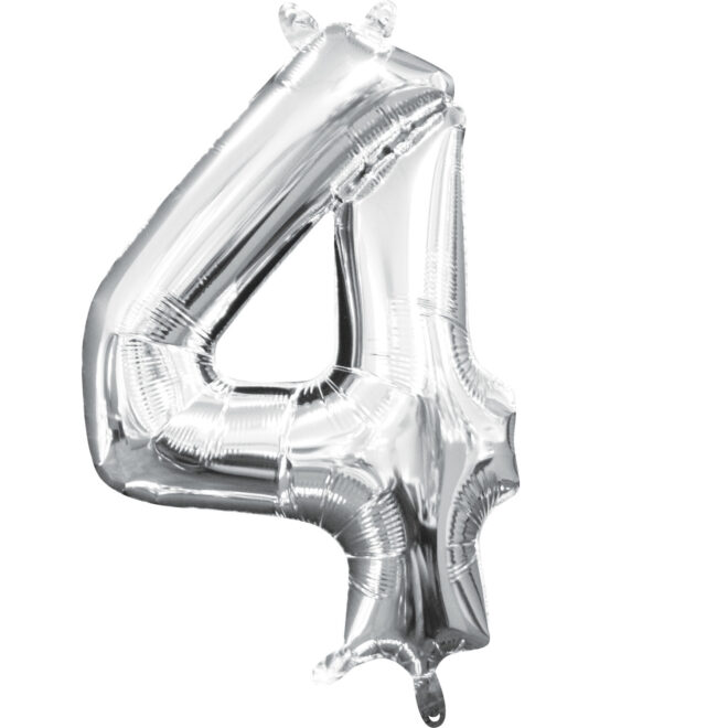 Mini folie ballon cijfer 4 (35cm) - zilver