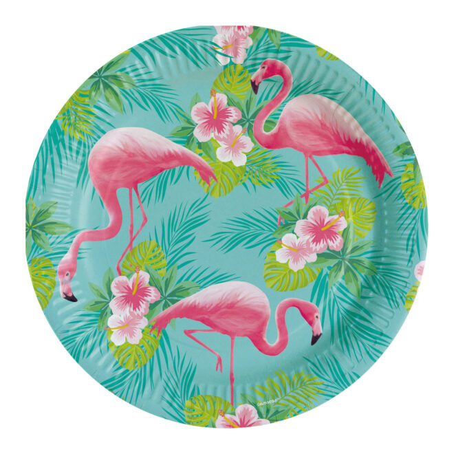'Flamingo Paradise' borden (23cm) - 8 stuks
