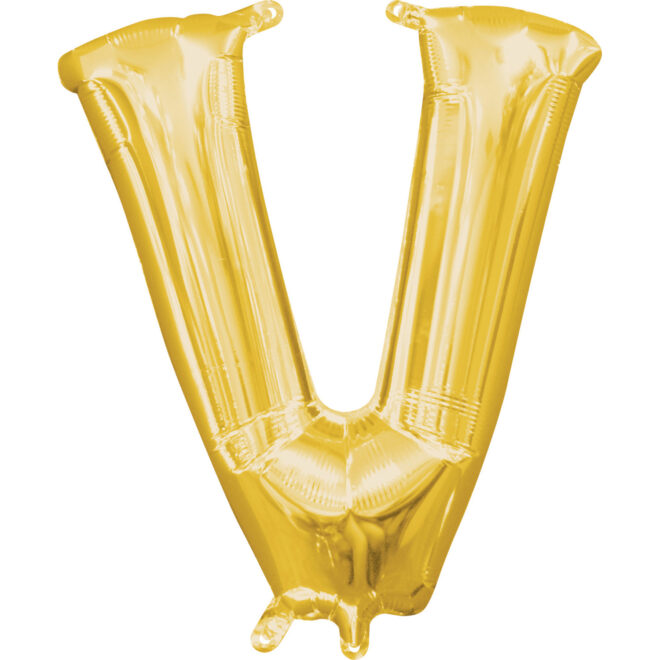 Mini folie ballon letter V (35cm) - goud