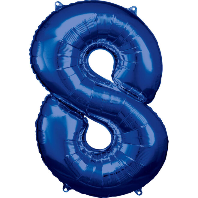 Grote folie ballon cijfer 8 (86cm) - Blauw