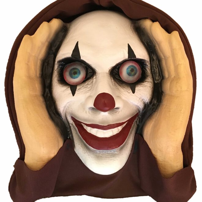 Door het raam kijkende clown - scary peeper lenticular eyed clown