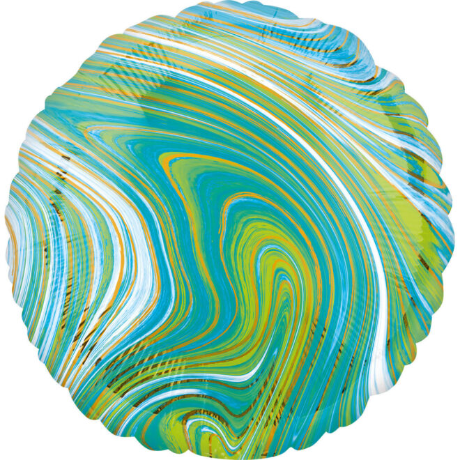 Marblez folieballon rond (43cm) - Groen/Blauw