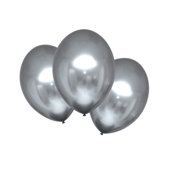 Latex ballonnen chrome zilver (28cm) - 6 stuks