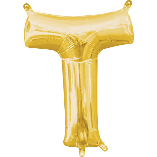 Mini folie ballon letter T (35cm) - goud