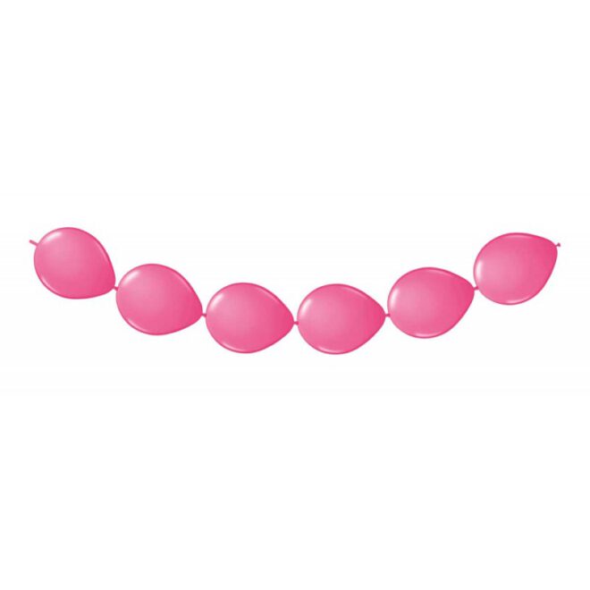 Magenta roze latex knoopballonnen waarmee je een slinger van ballonnen kunt maken.
