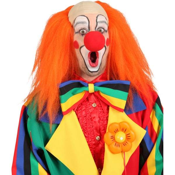Pruik Kalende clown oranje lang