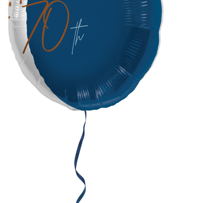 Elegant True Blue folieballon (45cm) - 70 jaar