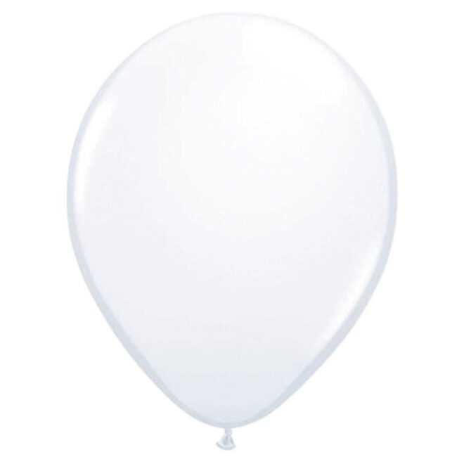 Tien metallic witte ballonnen met parelmoerglans en een formaat van 30 cm (11 inch) groot.