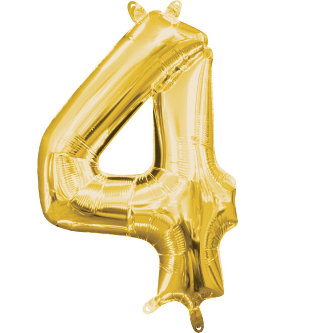 Mini folie ballon cijfer 4 (35cm) - goud