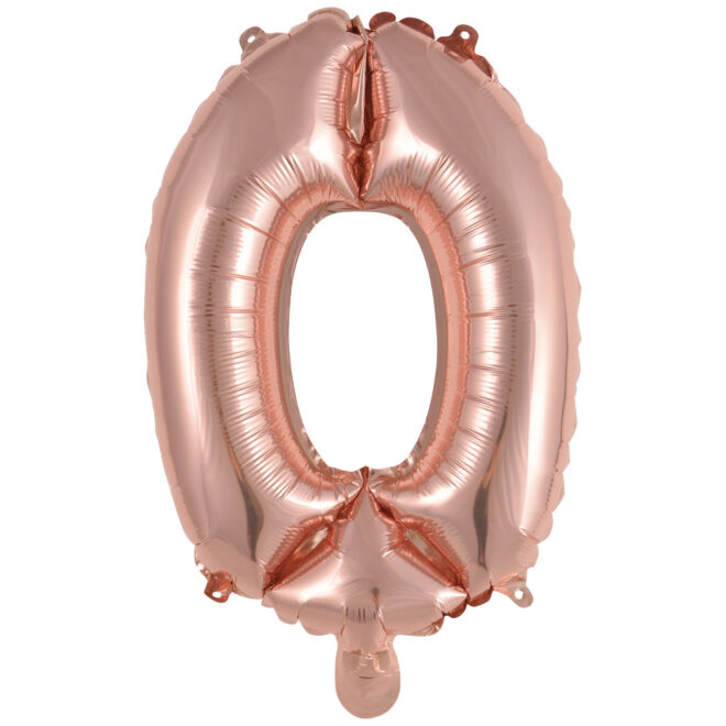 Mini folie ballon cijfer 0 (35cm) - rosé goud