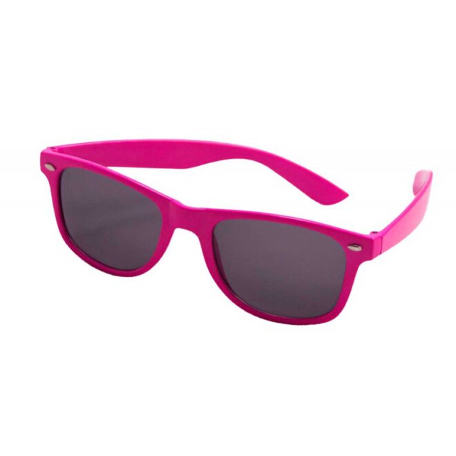 Neon roze zonnebril met Blues Brothers model en donkere glazen