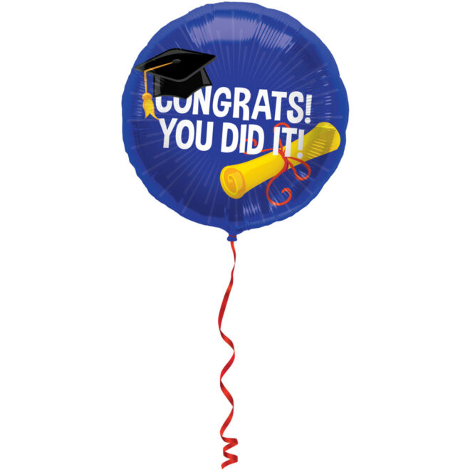 Congrats! You did it! folieballon (43cm) voor iemand die geslaagd/afgestudeerd is