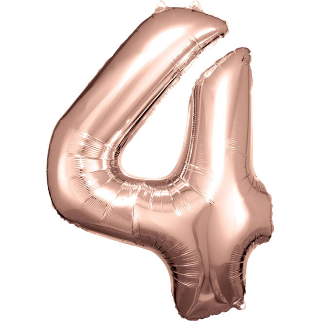 Grote folie ballon cijfer 4 (86cm) - Rosé goud