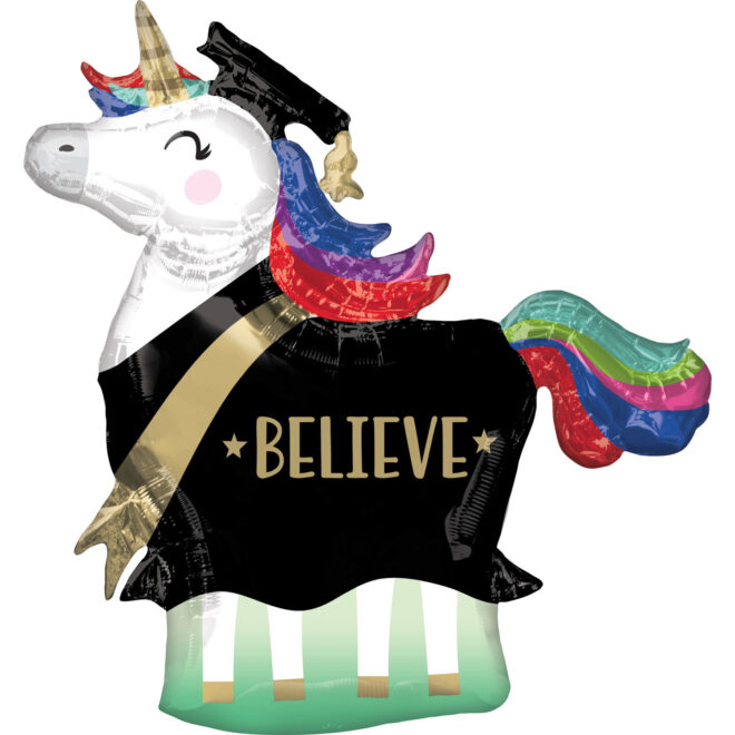 Graduation unicorn folieballon (83x81cm)