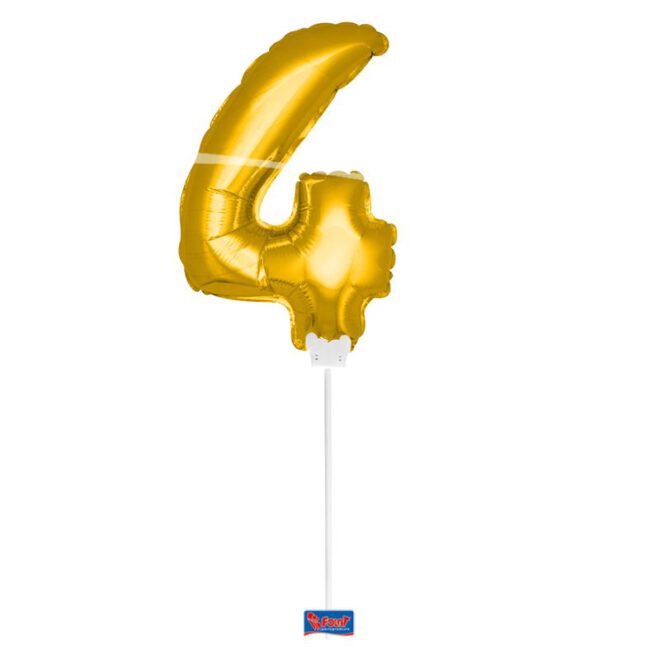 Mini folieballon cijfer 4 (36cm) - goud