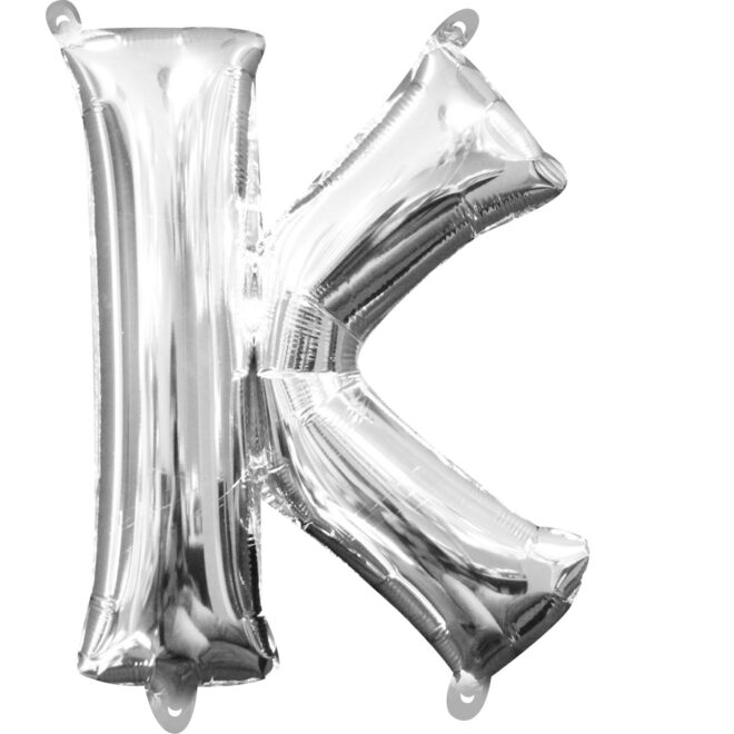 Mini folie ballon letter K (35cm) - zilver