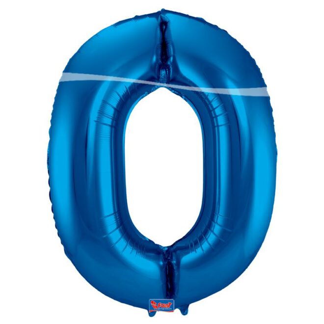 Grote folie ballon cijfer 0 - Blauw