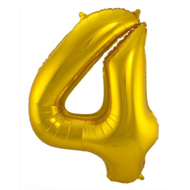 Grote gouden cijferballon cijfer 4