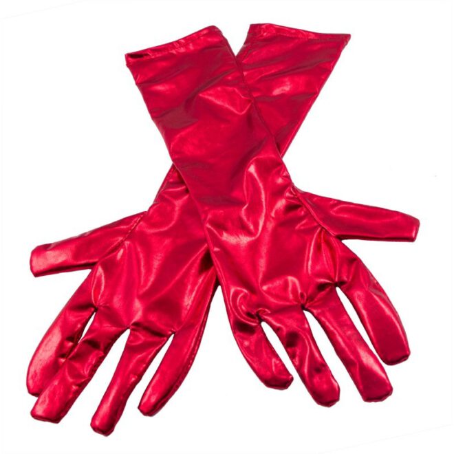 Lange, metallic rode handschoenen