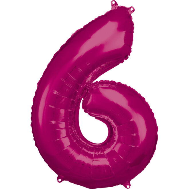 Grote folie ballon cijfer 6 (86cm) - Roze
