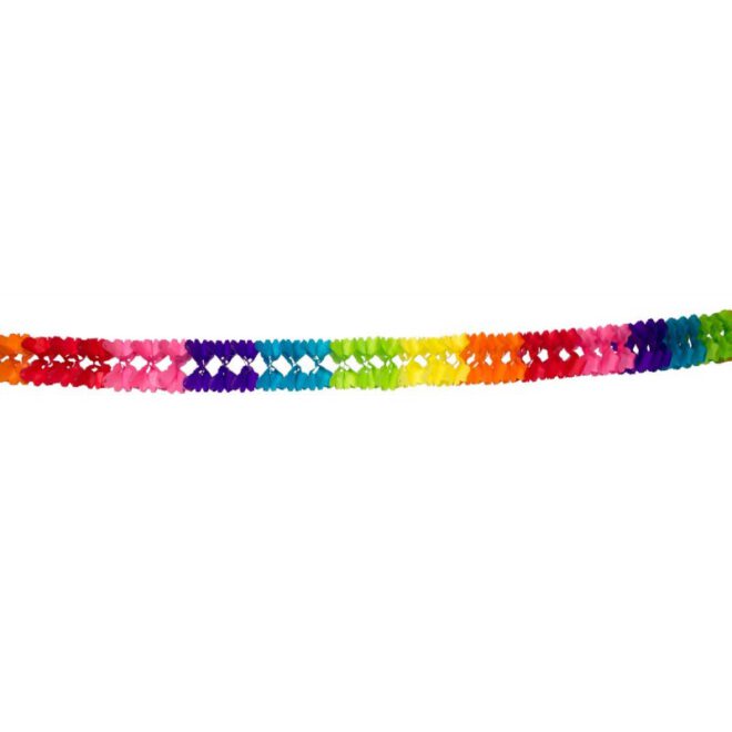 Papieren slinger met regenboogkleuren - model Rarotonga (6 meter lang)