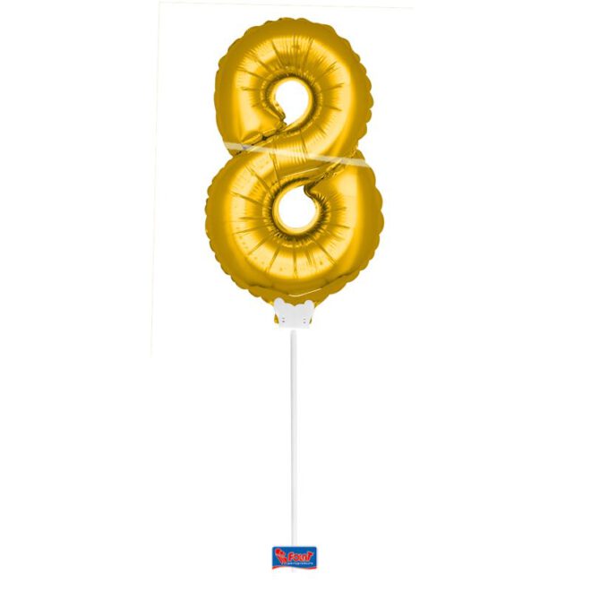 Mini folieballon cijfer 8 (36cm) - goud