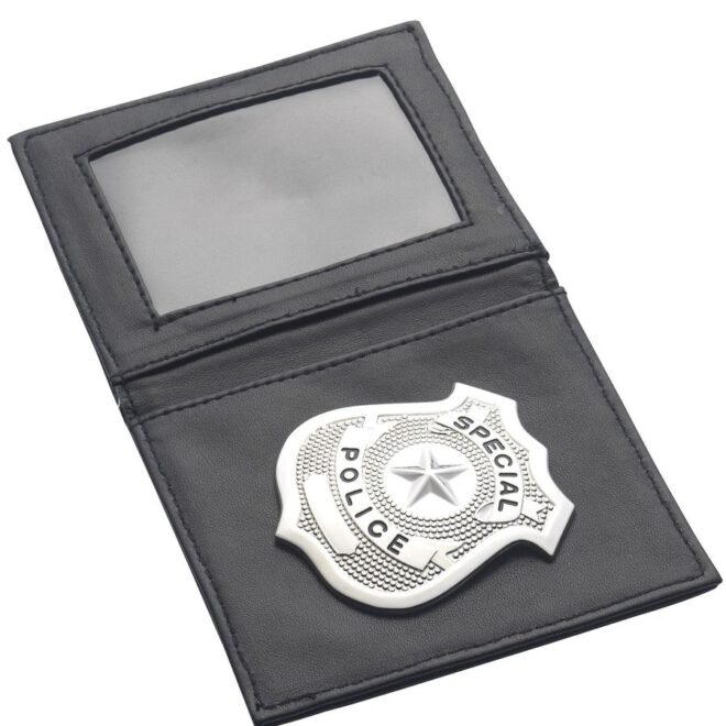 Politie badge in een mapje Police Badge in wallet