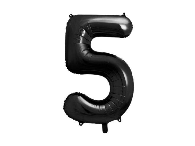 Grote folie ballon cijfer 5 - Zwart