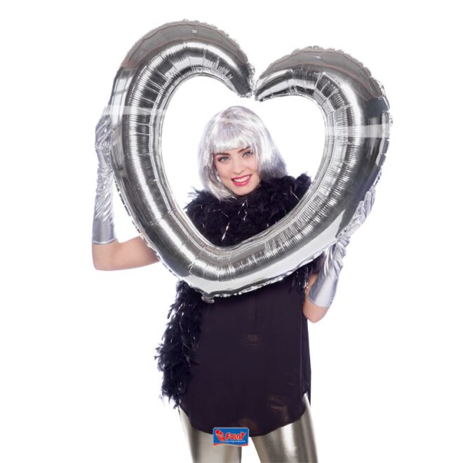 Fotolijst folieballon - hart zilver