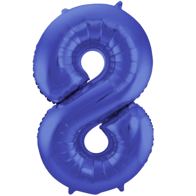 Grote folie ballon cijfer 8 (86cm) - Mat Blauw
